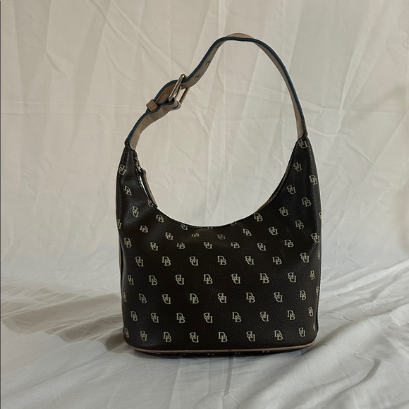 Dooney & Bourke | Monogram Logo Mini Hobo Bucket Bag Purse Leather Vinyl - Picture 1 of 13